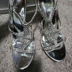 Bakers Sparkling Silver Strappy Heels